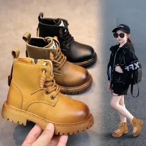 2024 Autunno Inverno Stivali corti per bambini Scarpe per ragazzi Stivali per bambini in pelle Stivali per bambine alla moda Sti