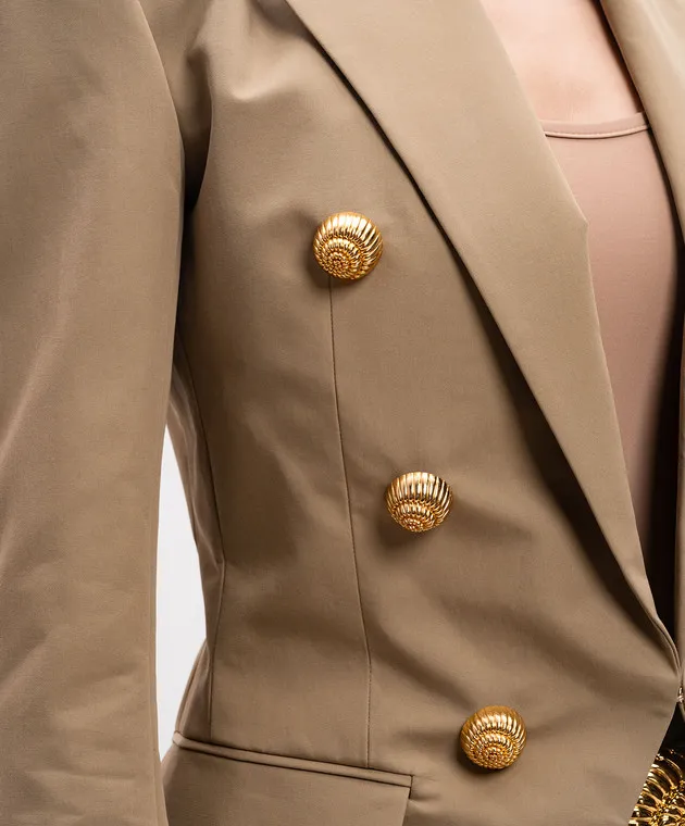 Balmain Giubbotto beige con rivetti logati DF0SM340CF47