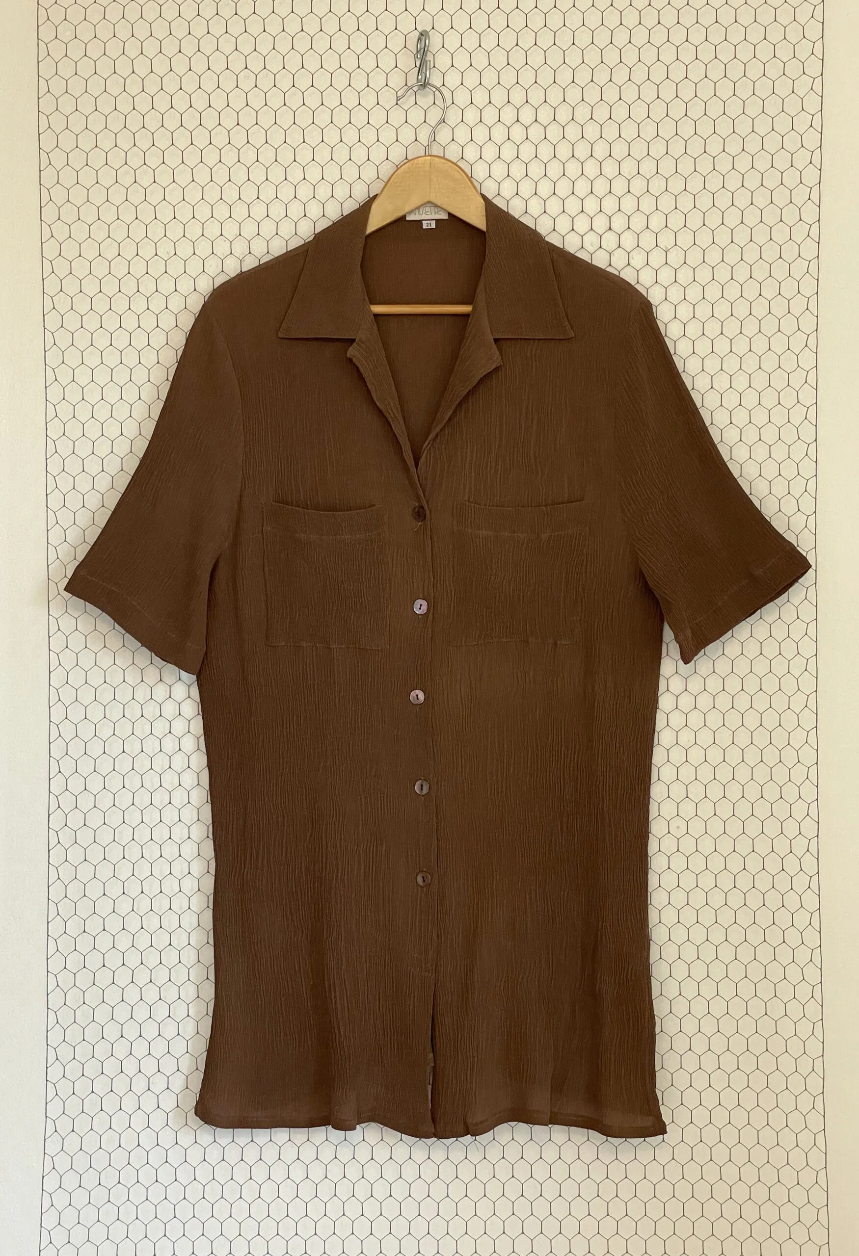 Blusa in crepon di pura seta marrone vintage anni ’80