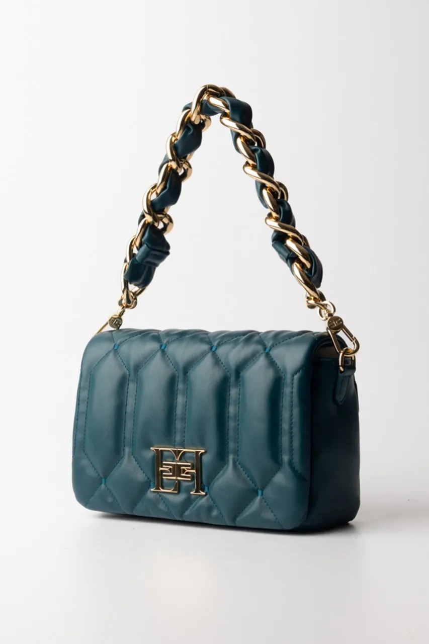 Borsa a spalla media puffy a losanghe Pavone