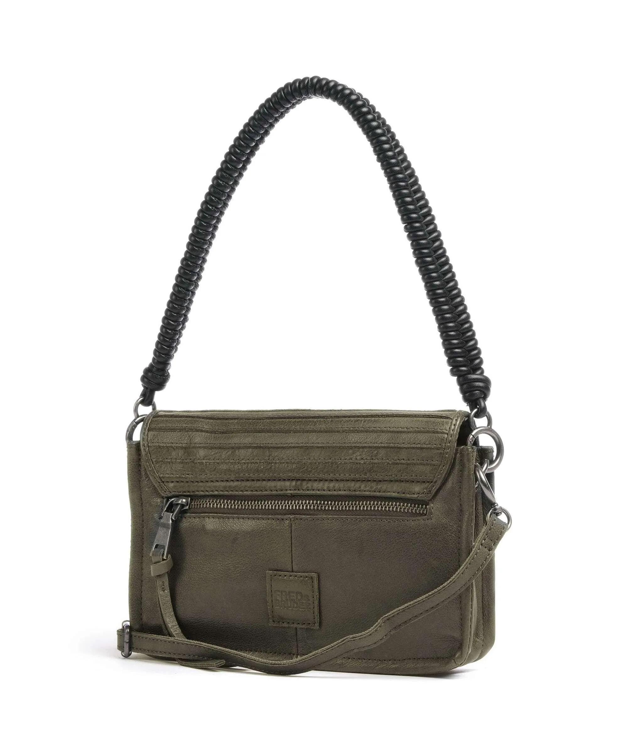  FredsBruder Enna Borsa a spalla pelle granulata grigio-verde  