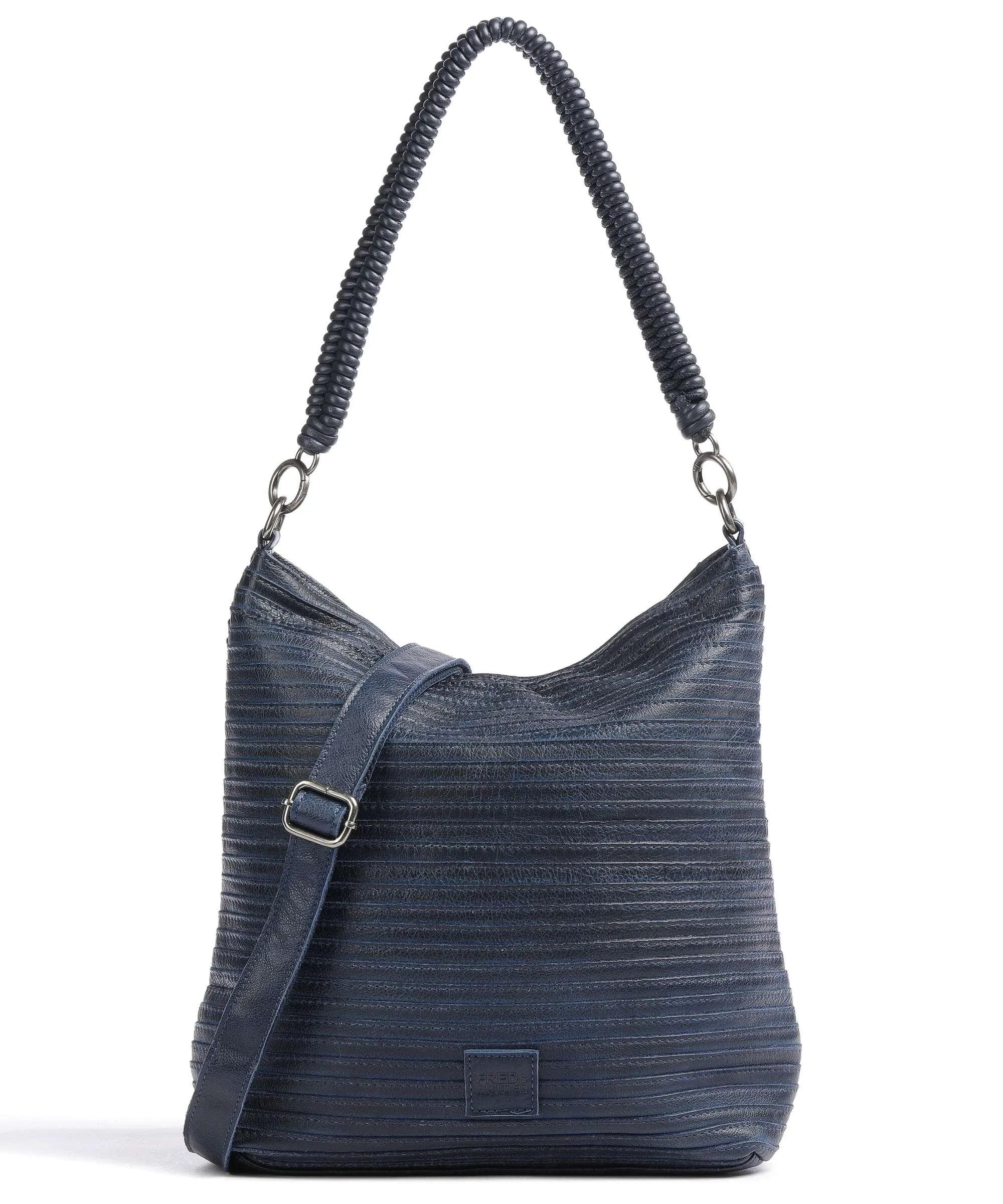  FredsBruder Enna Borsa hobo pelle granulata blu scuro  