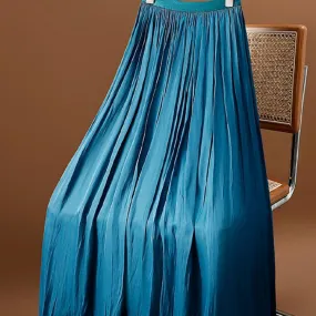 Gonna lunga setosa dal design di lusso da donna con tasche Gonne a battente a pieghe nere a vita alta elastica moda 2023 Estate
