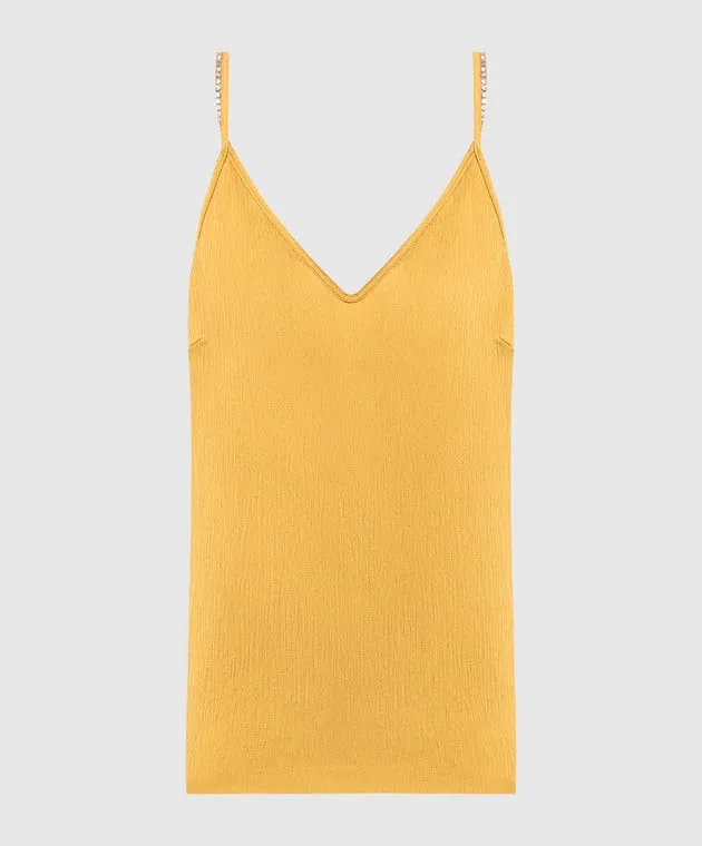 Max Mara Top giallo con strass LUME