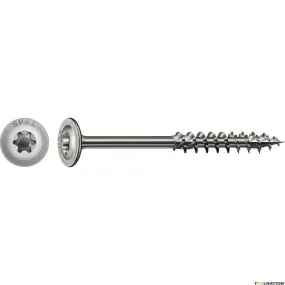 SPAX 0257000802005 Vite per costruzione in legno 8 x 200 mm, testa a disco, T-STAR PLUS T40, filettatura parziale, acciaio inox 